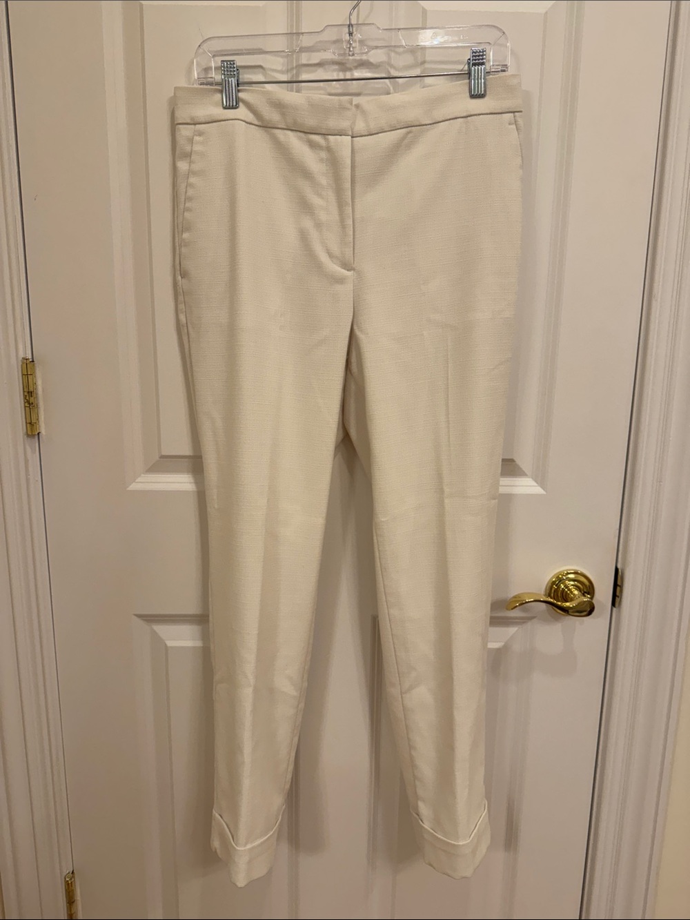 Ann Taylor Cream Tailored Ankle Pants